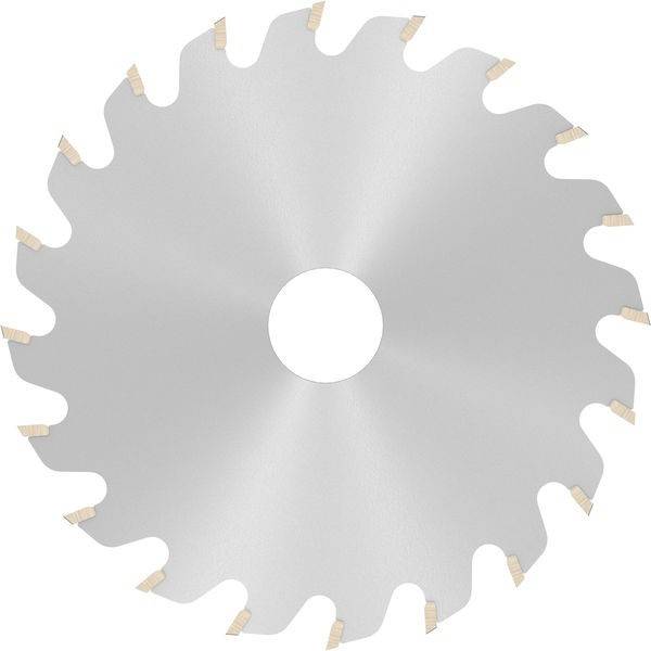 Eine Kreissägeblatt mit mehreren Zähnen, die jeweils eine besondere beige Spitze haben, entwickelt zum Schneiden von Materialien.
