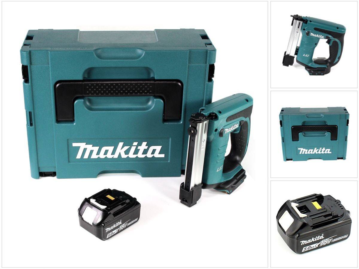 Makita DST 221 T1J 18 V Li-ion Akku Tacker im Makpac + 1x BL 1850 B 5,0 Ah Li-Ion Akku - ohne Ladegerät