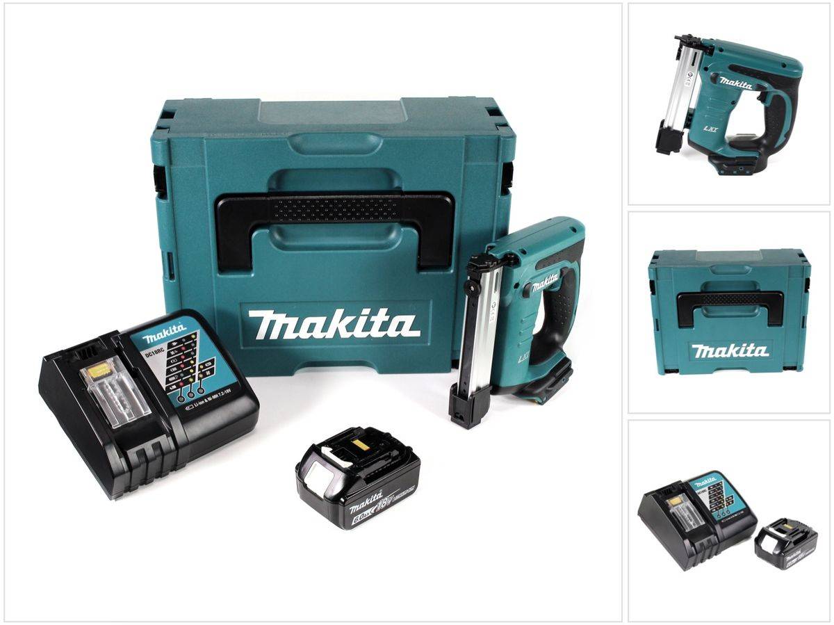 Makita DST 221 RG1J 18 V Li-ion Akku Tacker im Makpac + 1x BL 1860 B 6,0 Ah Li-Ion Akku + DC 18 RC Ladegerät