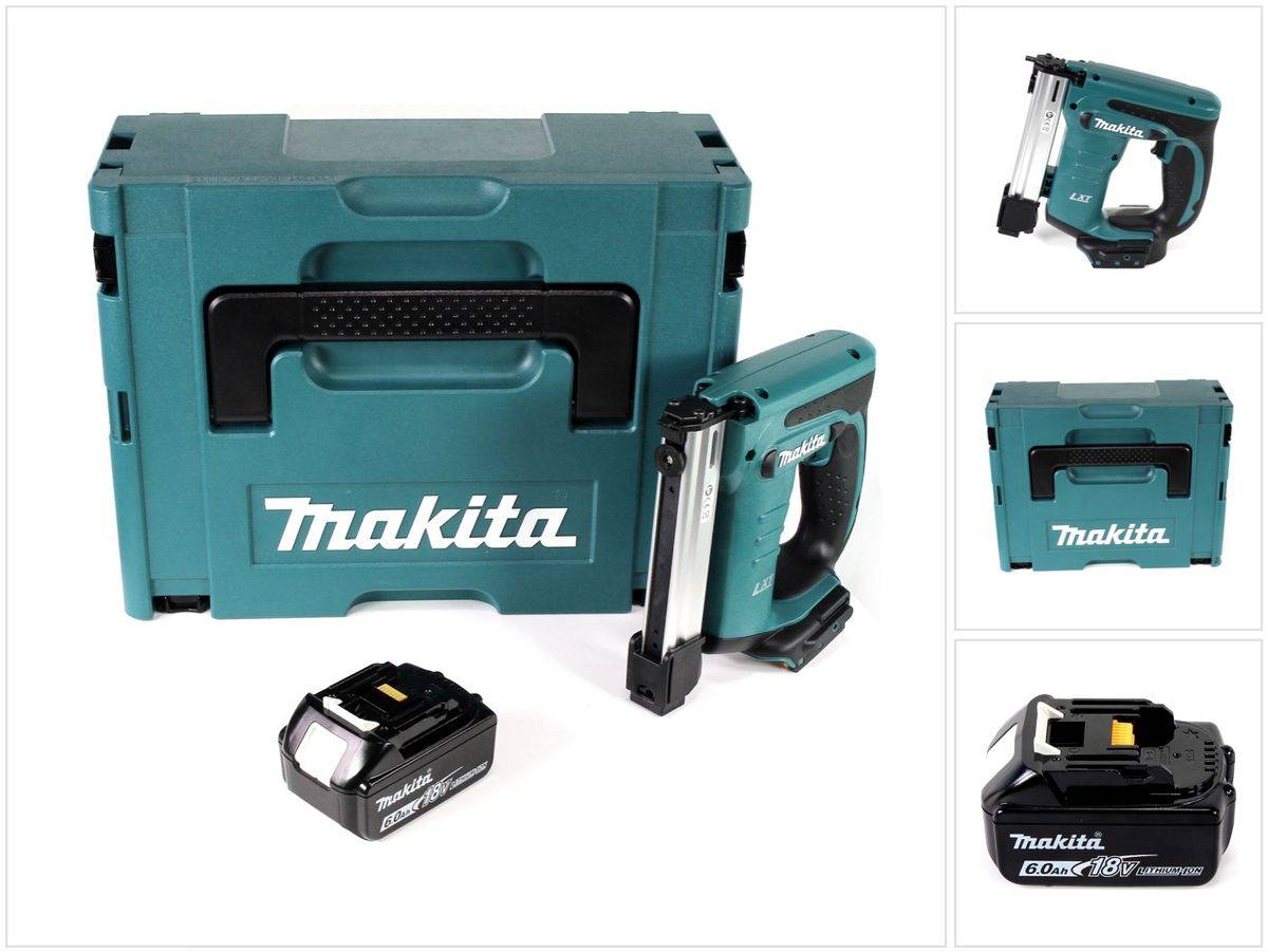 Makita DST 221 G1J 18 V Li-ion Akku Tacker im Makpac + 1x BL1860 B 6,0 Ah Li-Ion Akku - ohne Ladegerät