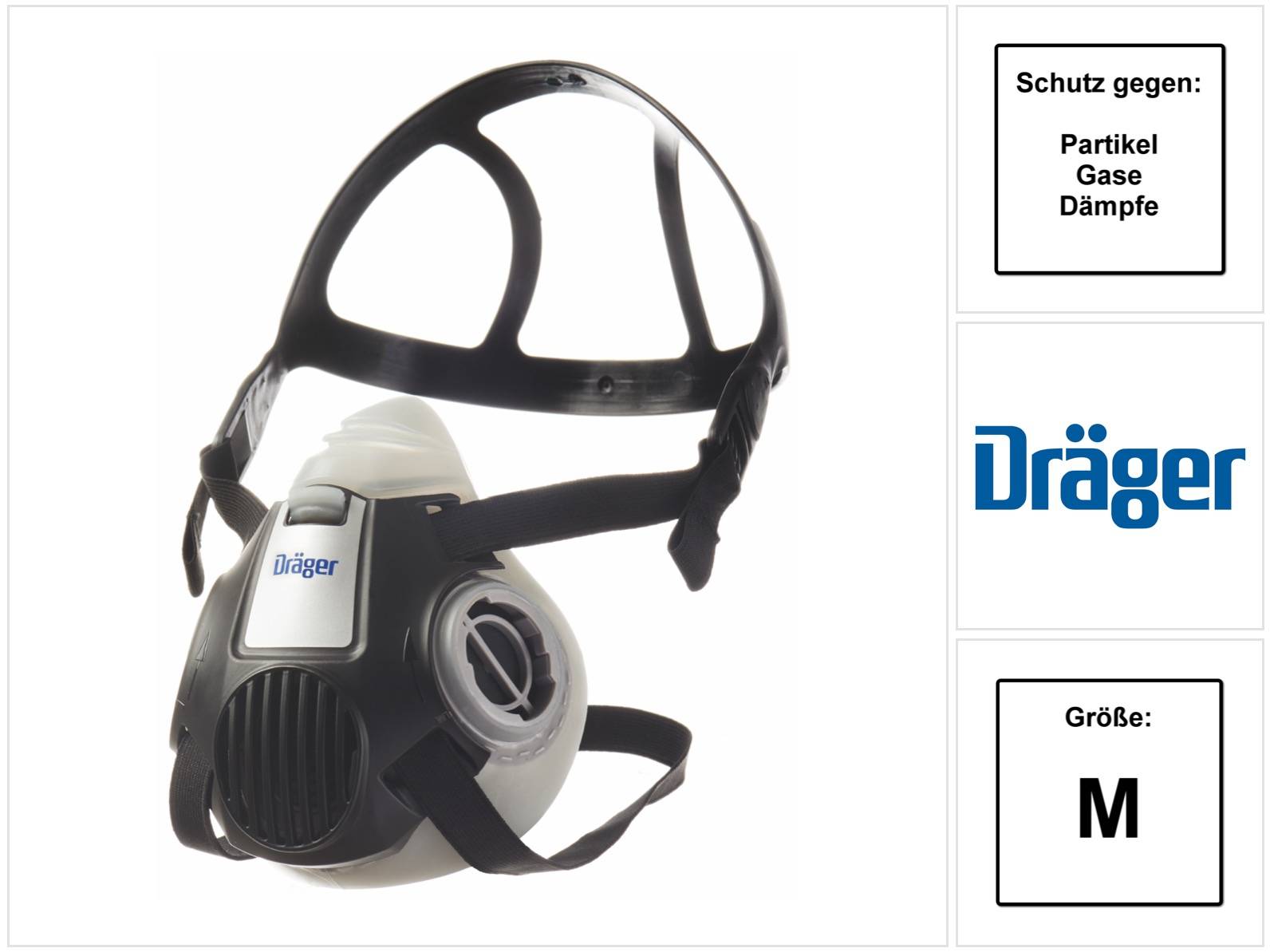 Dräger X-plore 3300 M Atemschutz Maske Halbmaske für Bajonettfilter Größe M - ohne Filter