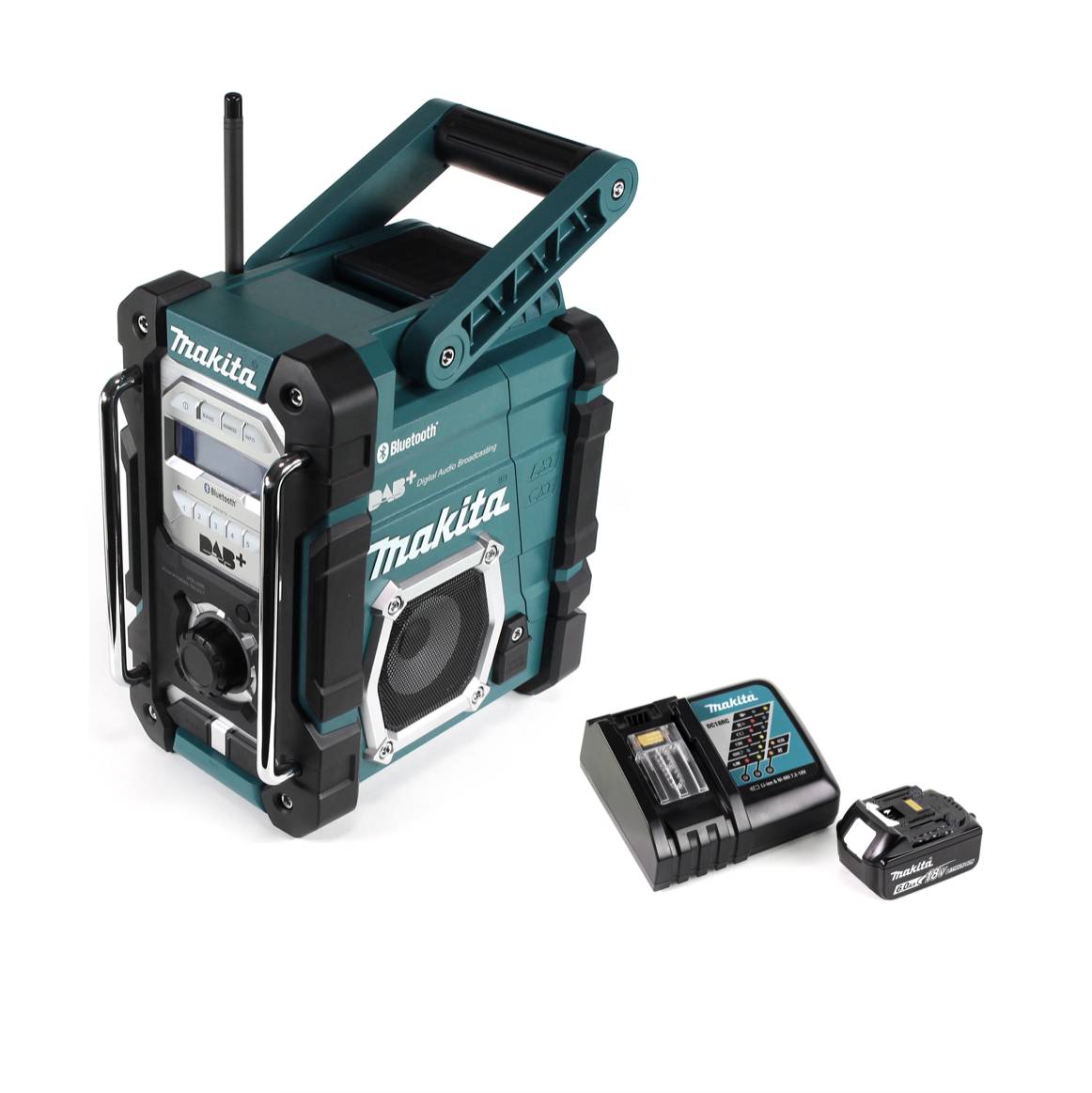 Makita DMR 112 RG1 Akku Baustellen Radio 7,2 - 18V Bluetooth DAB+ + 1x 6,0Ah Akku + Ladegerät