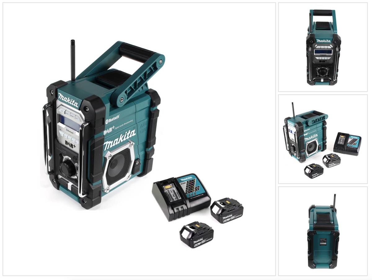 Makita DMR 112 RG Akku Baustellen Radio 7,2 - 18V Bluetooth DAB+ + 2x 6,0Ah Akku + Ladegerät