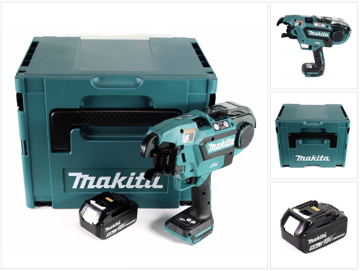 Makita DTR 180 T1J Akku Bewehrungsverbinder 18V Brushless für 0,8mm Bindedraht im Makpac + 1x 5,0Ah Akku - ohne Ladegerät