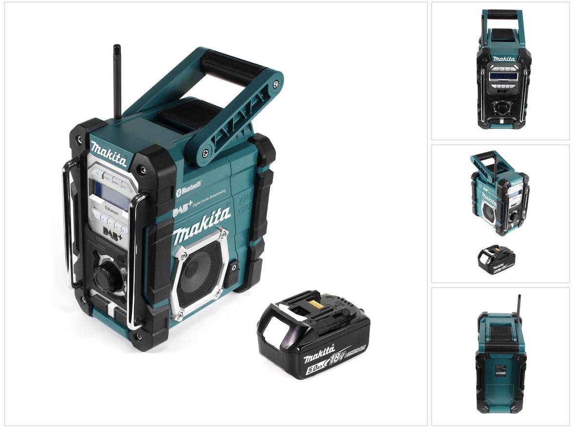Makita DMR 112 T1 Akku Baustellen Radio 7,2 - 18V Bluetooth DAB+ + 1x 5,0Ah Akku - ohne Ladegerät
