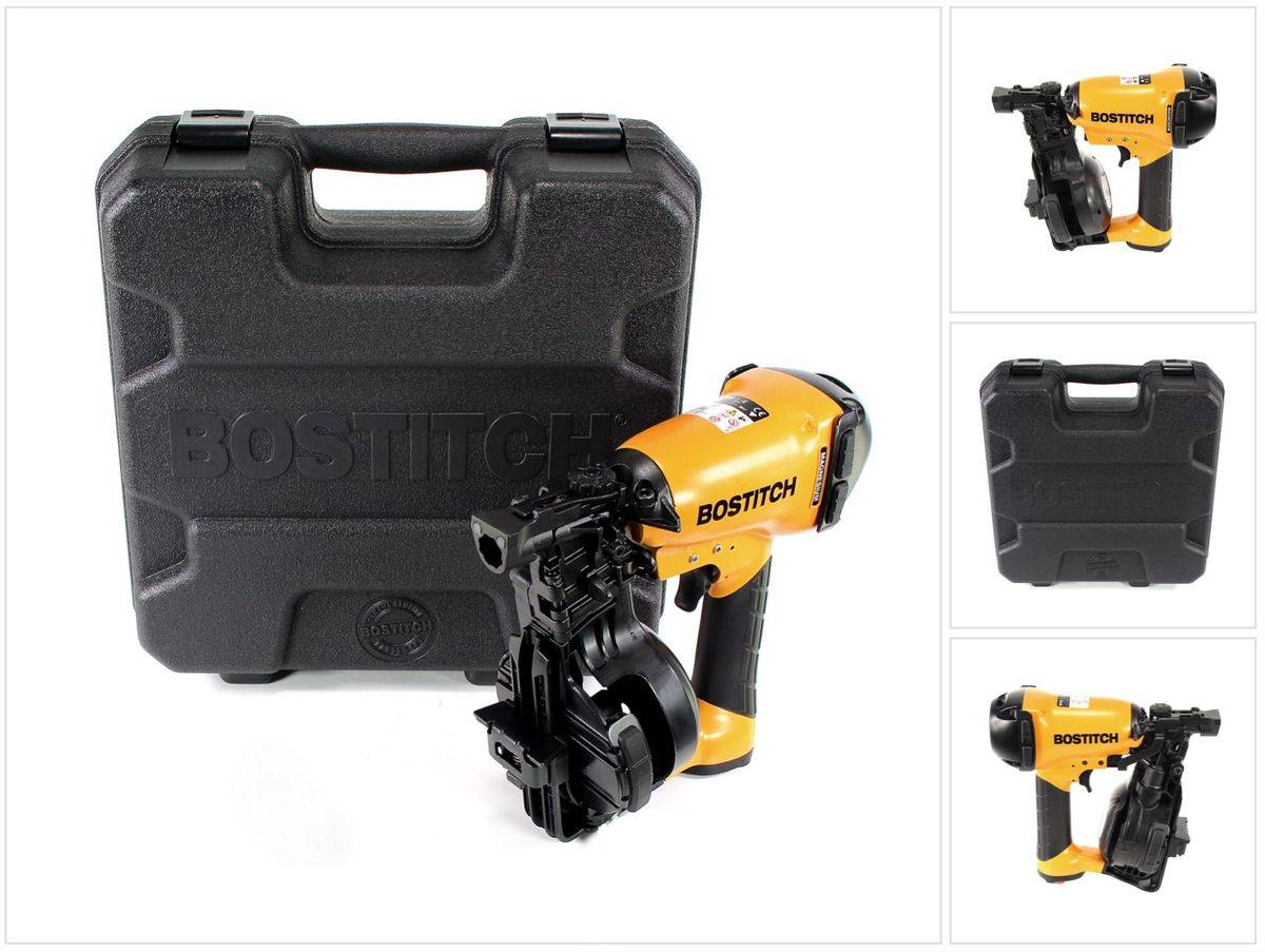 Bostitch RN46K-1-E CT Dachpappnagler Druckluft Nagler Coilnagler im Transportkoffer Kontaktauslösung, bis 45mm