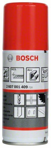 Bosch-Produktetikett mit Symbolen für Metall, Edelstahl, Aluminium und Nichteisenmetalle; Modellnummer '2 607 001 409