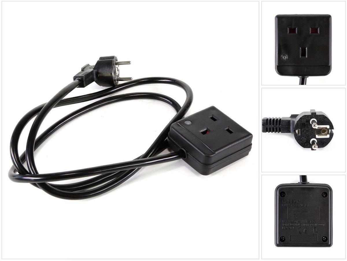 UK zu EU Netzkabel Adapter 1,5 m ( Stecker / Kabel / Verlängerung / Konverter/ Reisestecker / Reisekabel ) UK2DE