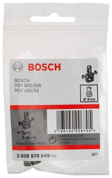 Paket für Bosch Fräsbohrer, Modelle POF 600/500 und POF 400/52, mit einem Durchmesser von 8 mm. Hergestellt in der Schweiz.