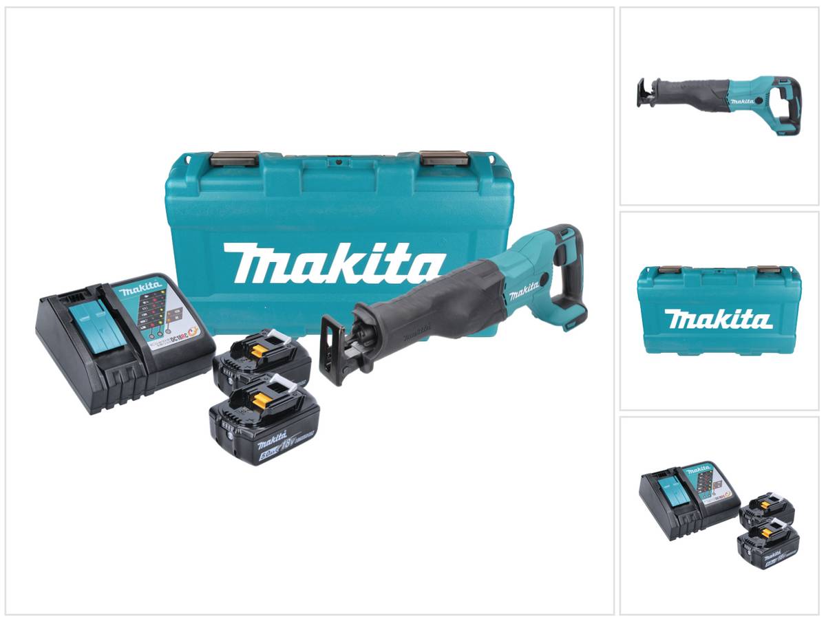 Makita DJR 186 RTK Akku Reciprosäge Säbelsäge 18 V + 2x Akku 5,0 Ah + Ladegerät + Koffer