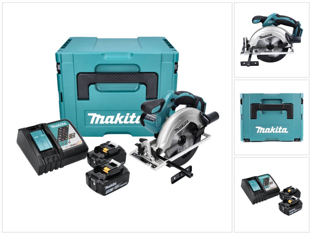 Makita DSS 611 RTJ Akku Handkreissäge 18 V 165 mm + 2x Akku 5,0 Ah + Ladegerät + Makpac
