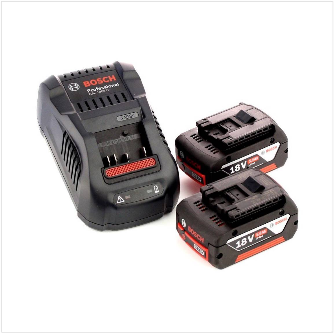 Bosch Starter-Set 18 V mit 2x GBA 18 V 5,0 Ah Li-Ion Akku + GAL 1880 Schnell Ladegerät