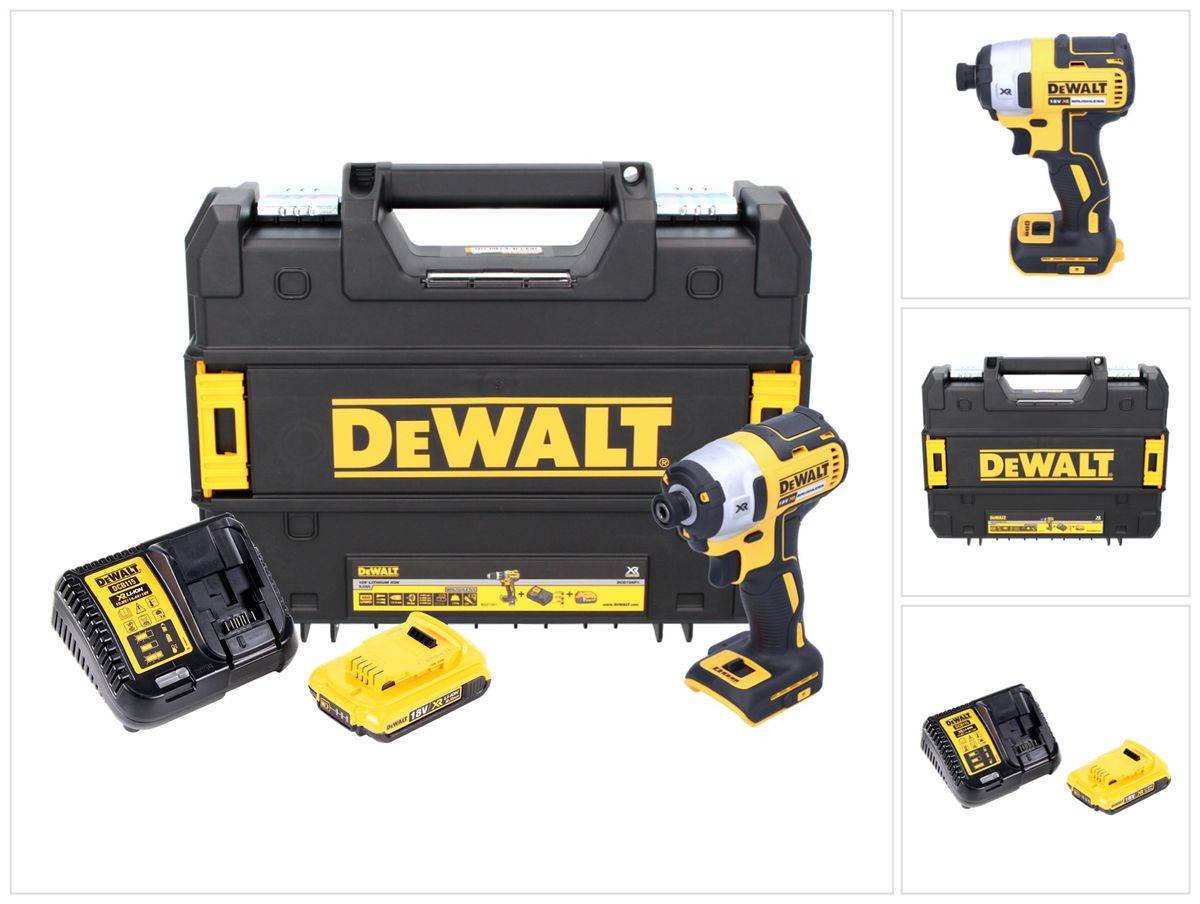 DeWalt DCF 887 D1 Akku Schlagschrauber 18 V 205 Nm 1/4" Brushless + 1x Akku 2,0 Ah + Ladegerät + TSTAK