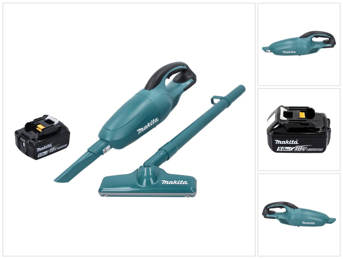 Makita DCL 180 T1 Akku Staubsauger 18 V Grün + 1x Akku 5,0 Ah - ohne Ladegerät