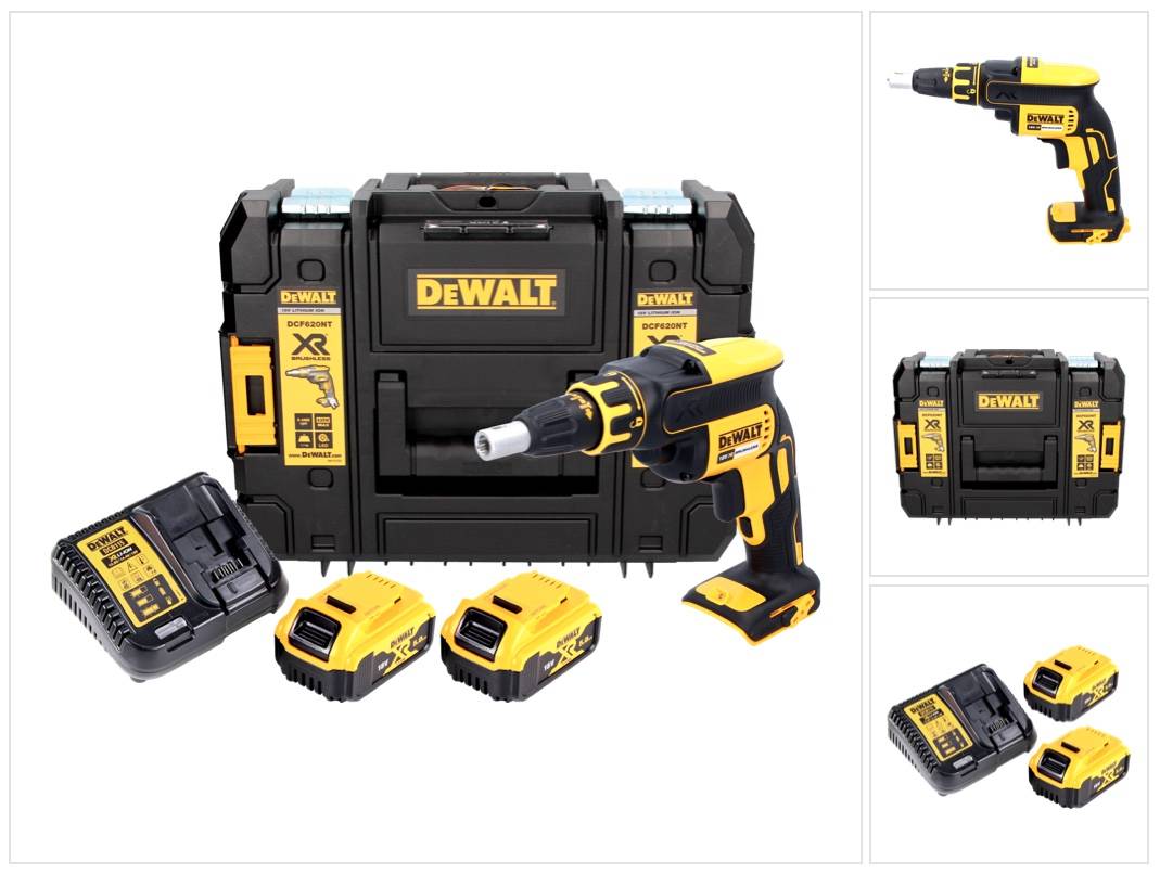 DeWalt DCF 620 P2 Akku Trockenbauschrauber 18 V 30 Nm Brushless + 2x Akku 5,0 Ah + Ladegerät + TSTAK