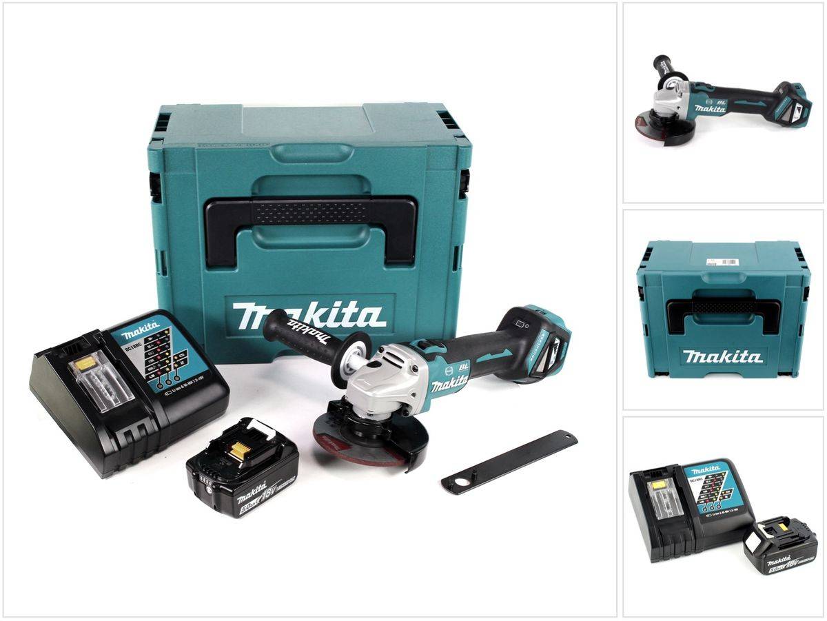 Makita DGA 513 RT1J Akku Winkelschleifer 18V 125mm Brushless + 1x Akku 5,0Ah + Ladegerät + Makpac