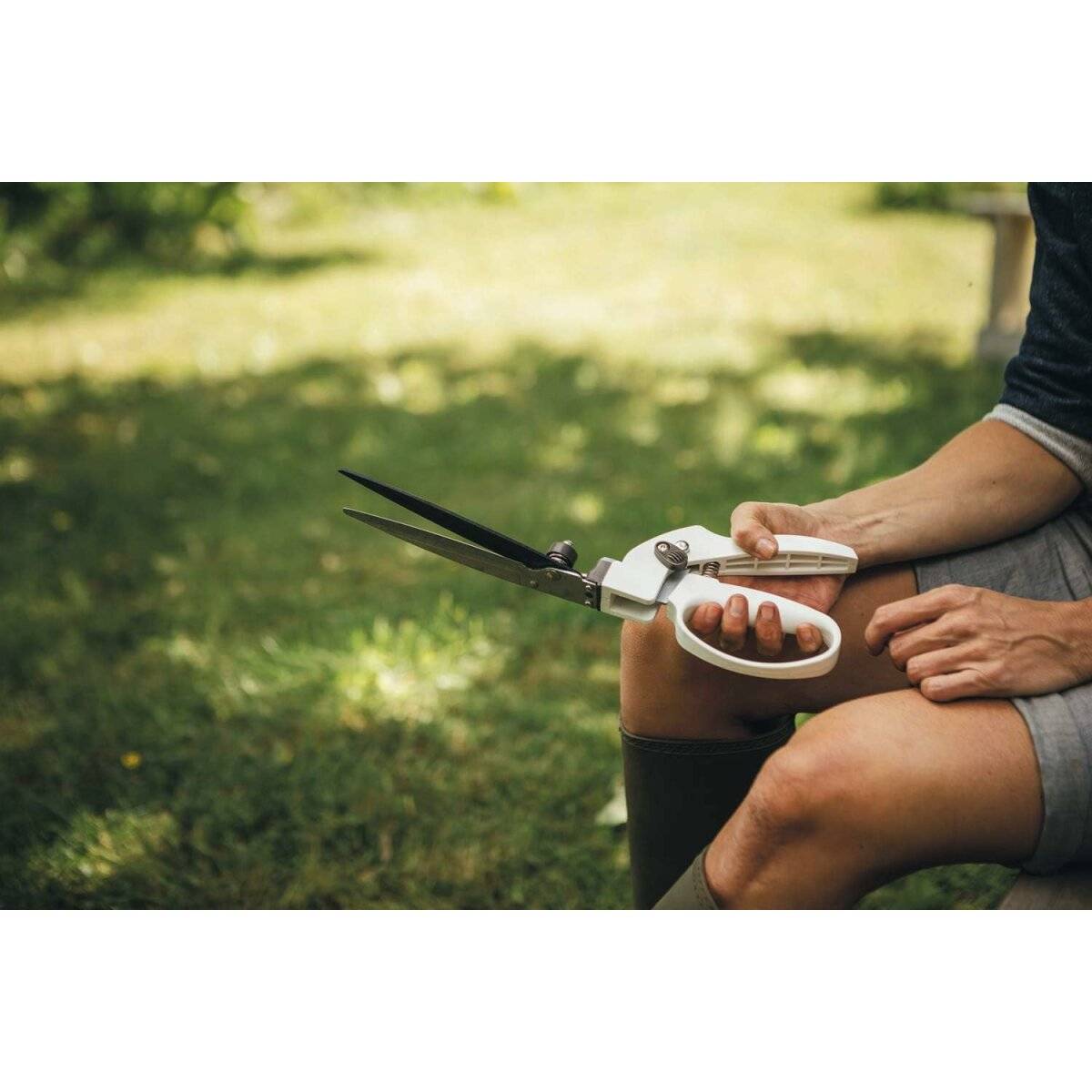 Rasenkantenschere GS41 für Form- und Rückschnitt von Rasen und Hecken Hochwertiger Stahl, Weiß/Orange