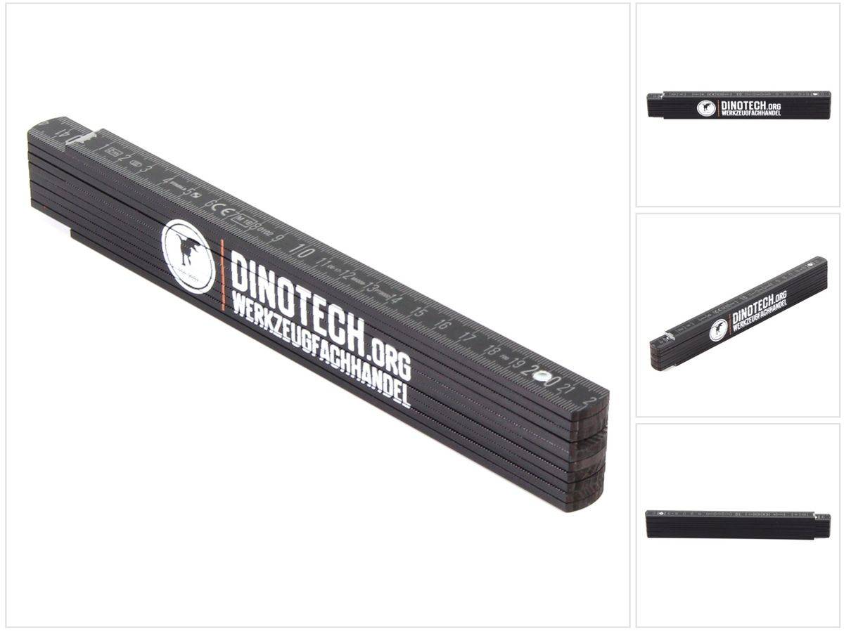 Dinotech Gliedermaßstab Zollstock Meterstab schwarz 2m Genauigkeitsklasse III