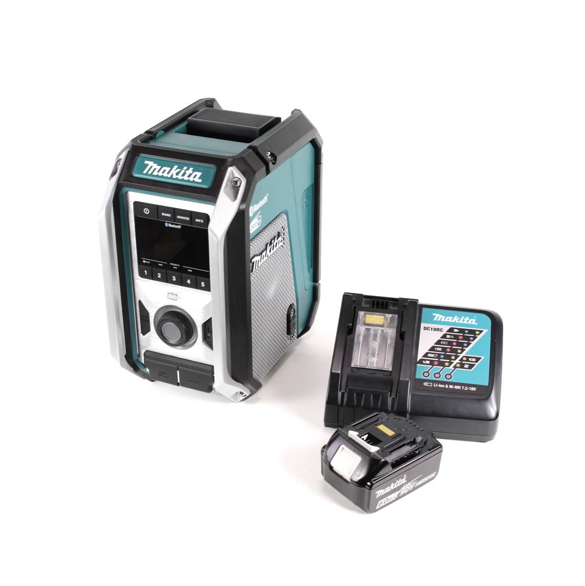 Makita DMR 115 RG1 Akku Baustellenradio 12V - 18V Bluetooth DAB+ IP65- + 1x Akku 6,0 Ah + Ladegerät