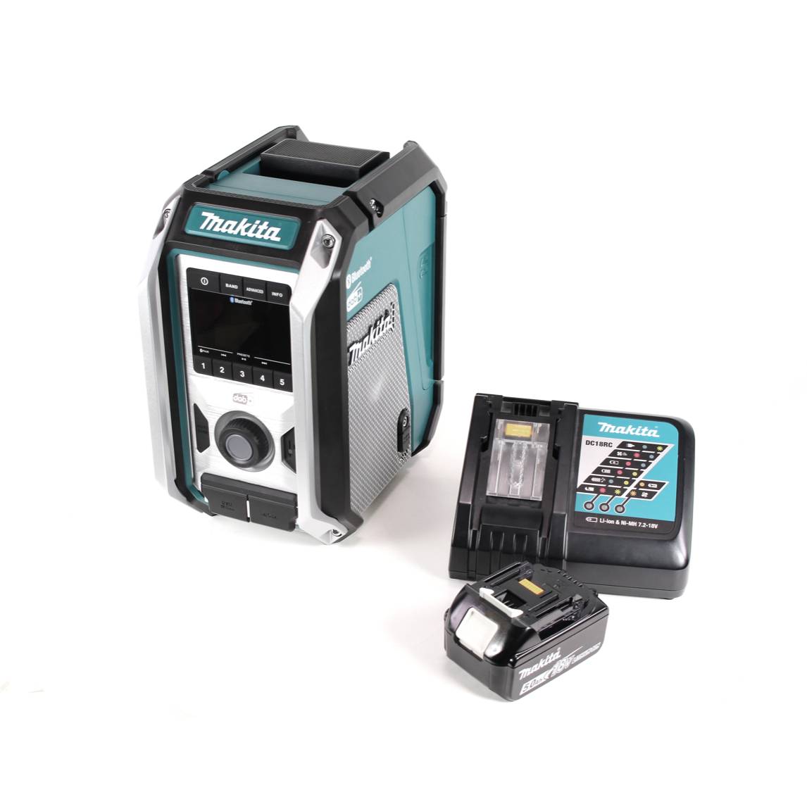 Makita DMR 115 RT1 Akku Baustellenradio 12V - 18V Bluetooth DAB+ IP65- + 1x Akku 5,0 Ah + Ladegerät