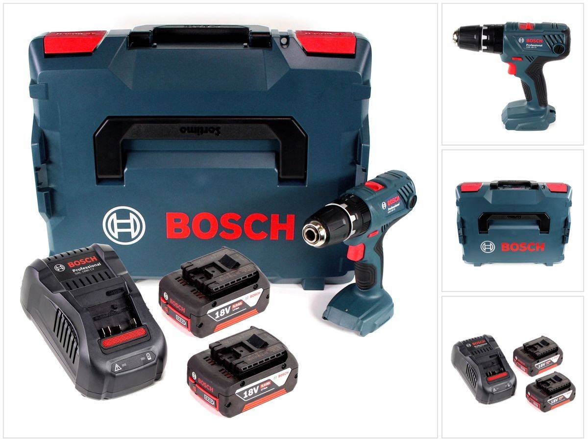 Bosch Professional GSB 18V-21 Akku Schlagbohrschrauber 18V 55Nm + 2x Akku 5,0Ah + Ladegerät + L-Boxx