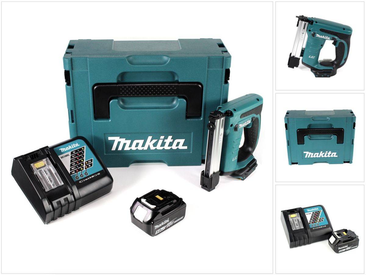 Makita DST 221 RT1J 18 V Li-ion Akku Tacker im Makpac + 1x BL 1850 B 5,0 Ah Li-Ion Akku + DC 18 RC Ladegerät