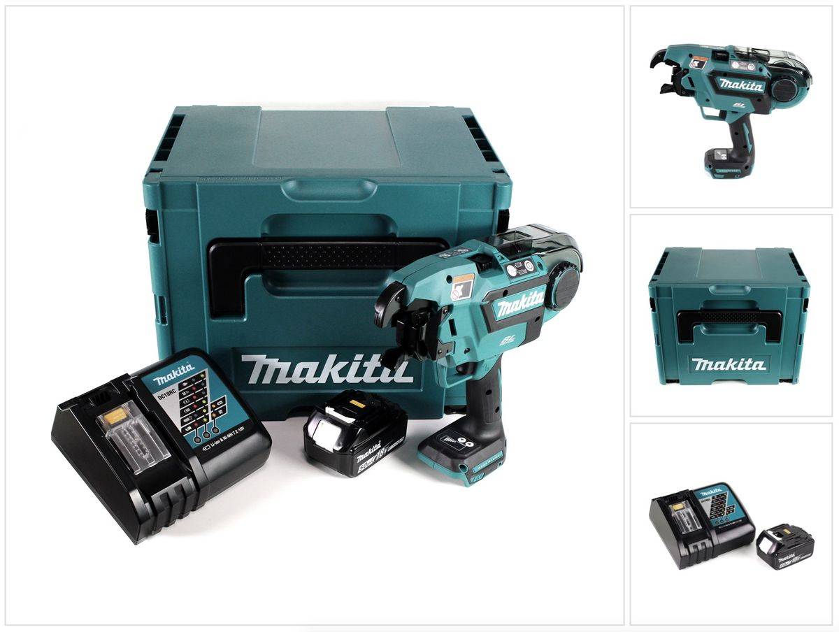Makita DTR 180 RT1J Akku Bewehrungsverbinder 18V Brushless für 0,8mm Bindedraht im Makpac + 1x 5,0Ah Akku + Ladegerät