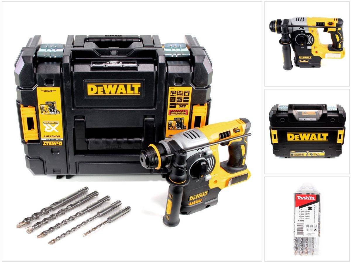 DeWalt DCH 273 NT Akku Kombihammer 18V 2,1J SDS-Plus Brushless + TSTAK + 5x Hammerbohrer - ohne Akku, ohne Ladegerät
