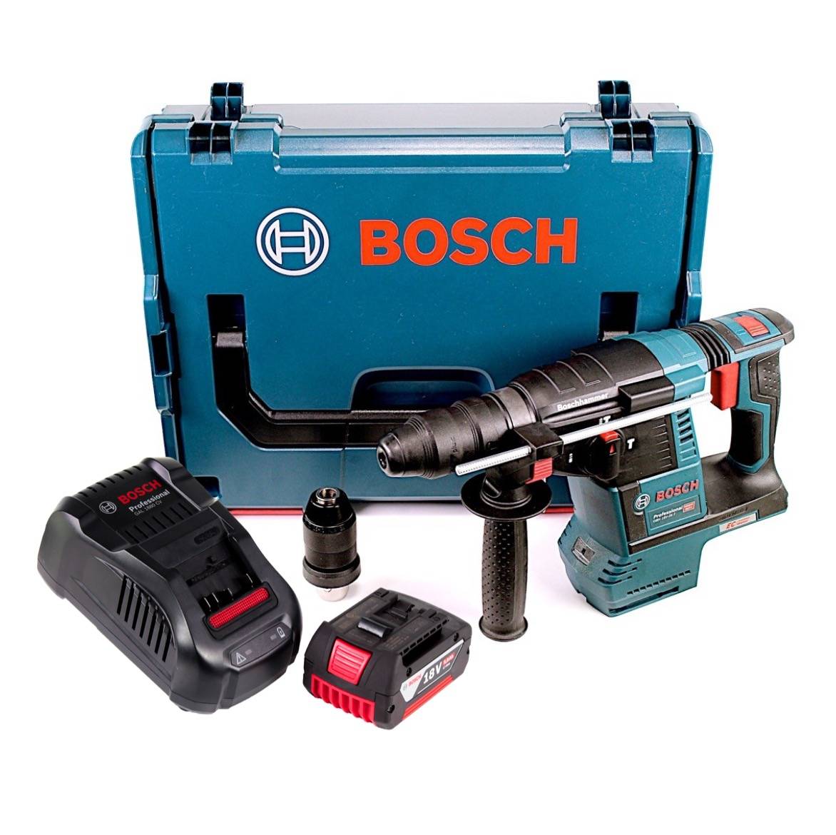 Bosch GBH 18V-26 F Akku Bohrhammer 18V 2,6J brushless SDS plus + 1x Akku 5,0Ah + Schnellladegerät + L-Boxx