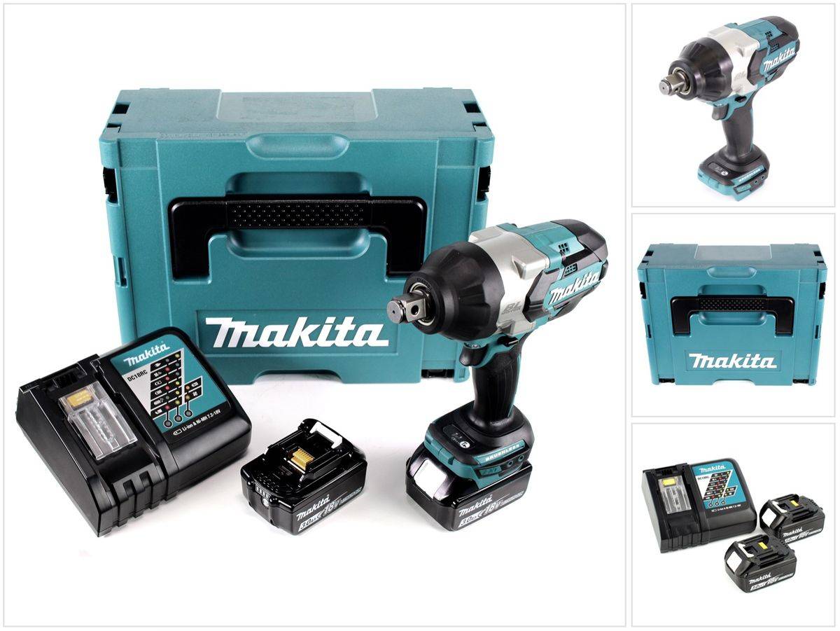 Makita DTW 1001 RFJ Akku Schlagschrauber 18V 3/4“ 1050Nm Brushless + 2x Akku 3,0Ah + Ladegerät + Makpac
