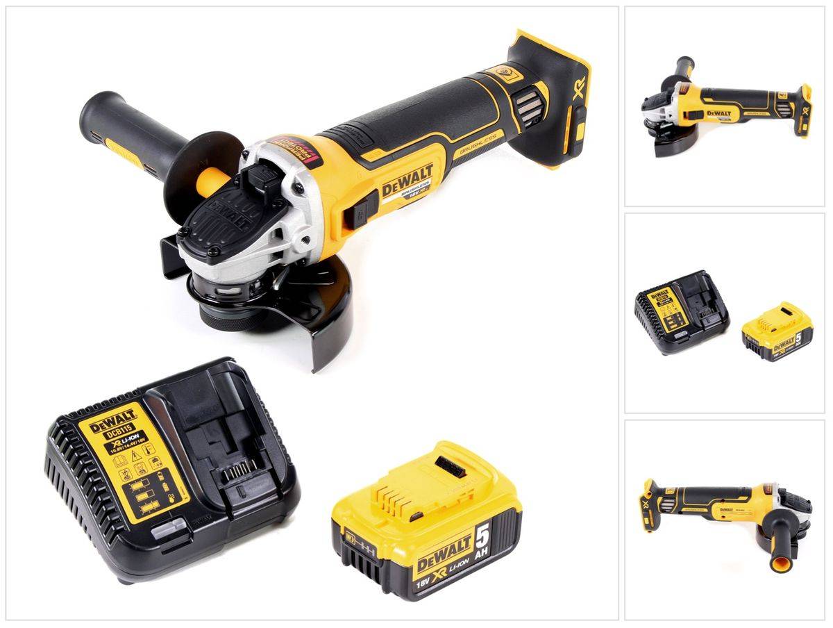 DeWalt DCG 405 P1 Akku Winkelschleifer 18V 125mm Brushless + 1x Akku 5,0Ah + Ladegerät