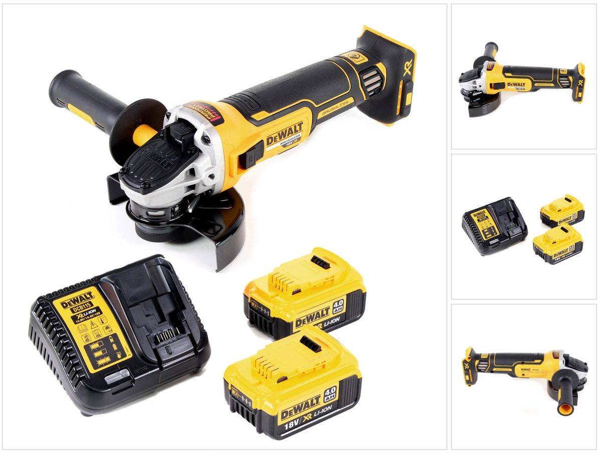 DeWalt DCG 405 M2 Akku Winkelschleifer 18V 125mm Brushless + 2x Akku 4,0Ah + Ladegerät