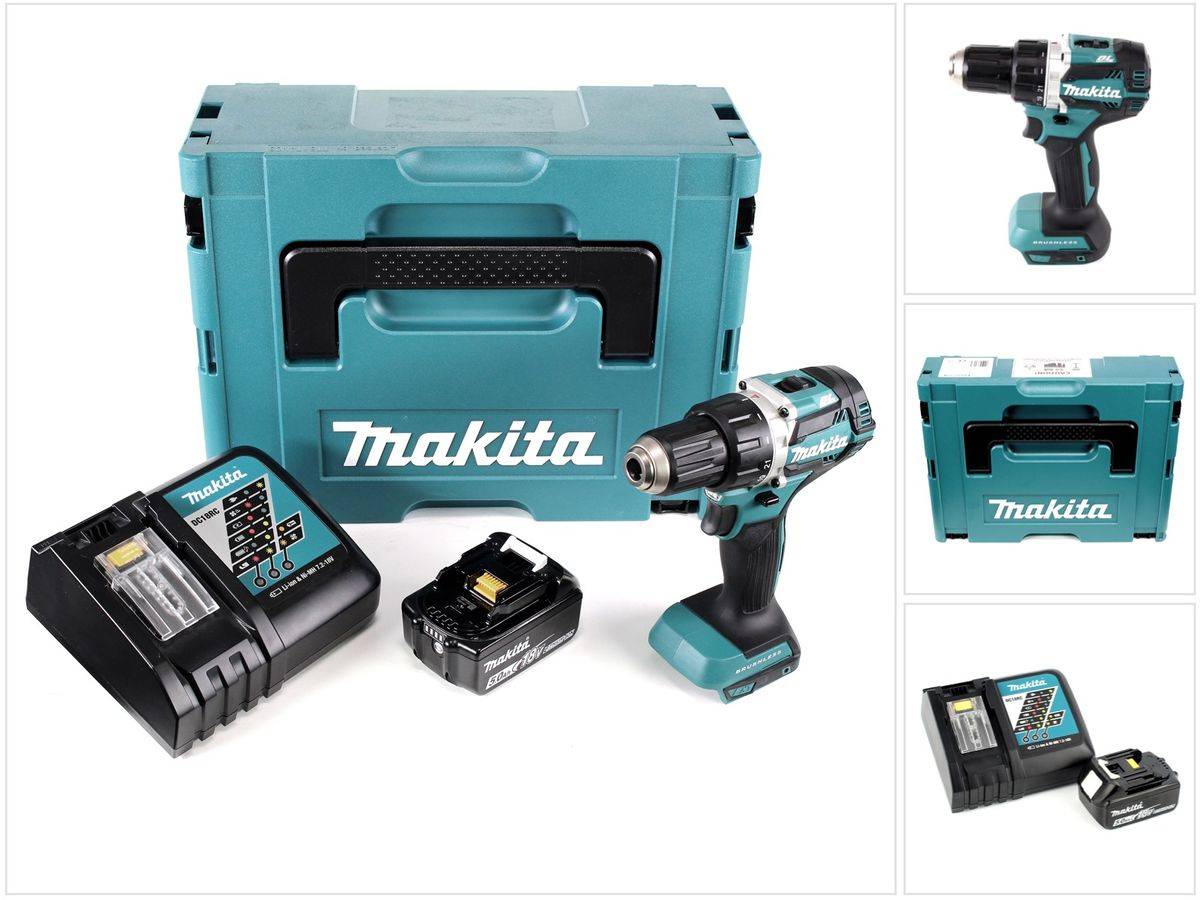 Makita DDF 484 RT1J Akku Bohrschrauber brushless 18V 54Nm + 1x Akku 5,0Ah + Ladegerät im Makpac
