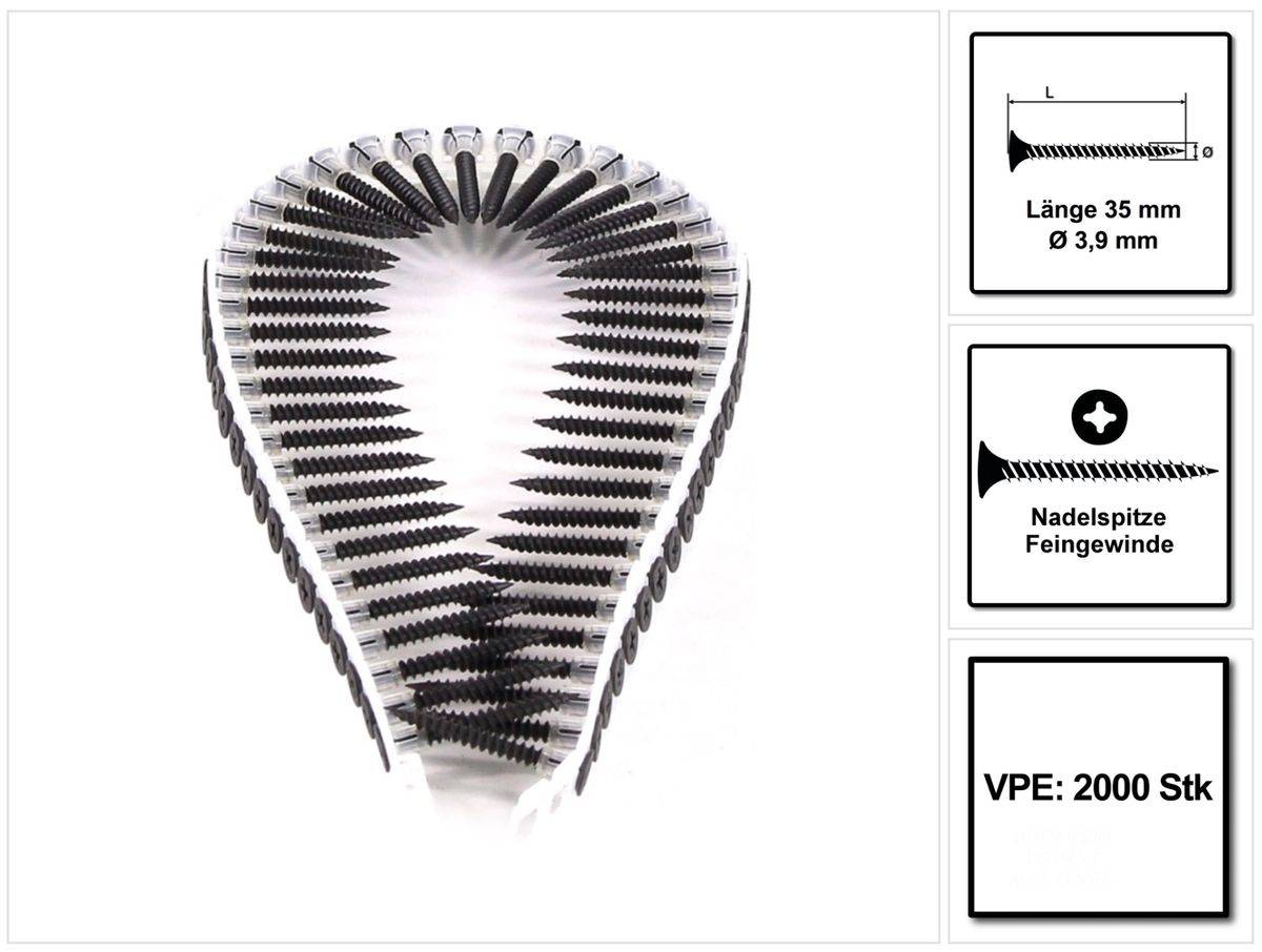 SPAX GIX-A Schnellbauschrauben 3,9 x 35 mm 2000 Stk ( 2x 1091170390356 ) Feingewinde Vollgewinde Trompetenkopf Kreuzschlitz H2 Nadelspitze