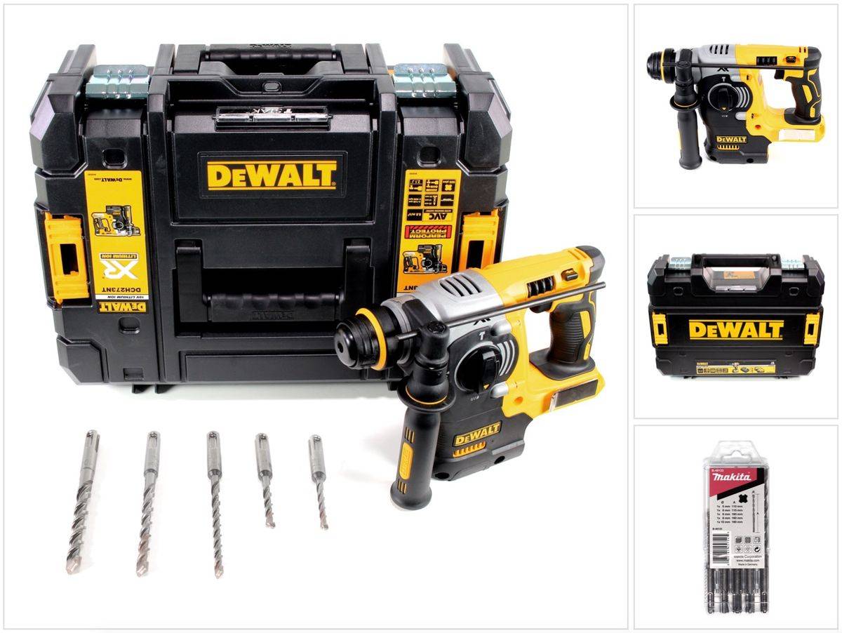 DeWalt DCH 273 NT Akku Kombihammer 18V 2,1J SDS-Plus Brushless + TSTAK + 5x Hammerbohrer - ohne Akku, ohne Ladegerät
