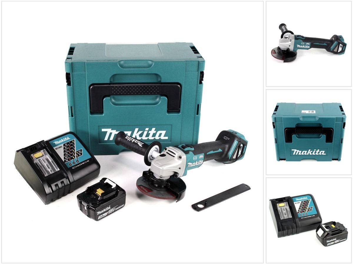 Makita DGA 513 RF1J Akku Winkelschleifer 18V 125mm Brushless + 1x Akku 3,0Ah + Ladegerät + Makpac