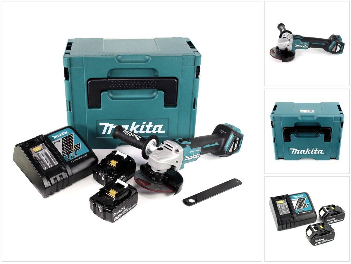 Makita DGA 513 RMJ Akku Winkelschleifer 18V 125mm Brushless + 2x Akku 4,0Ah + Ladegerät + Makpac
