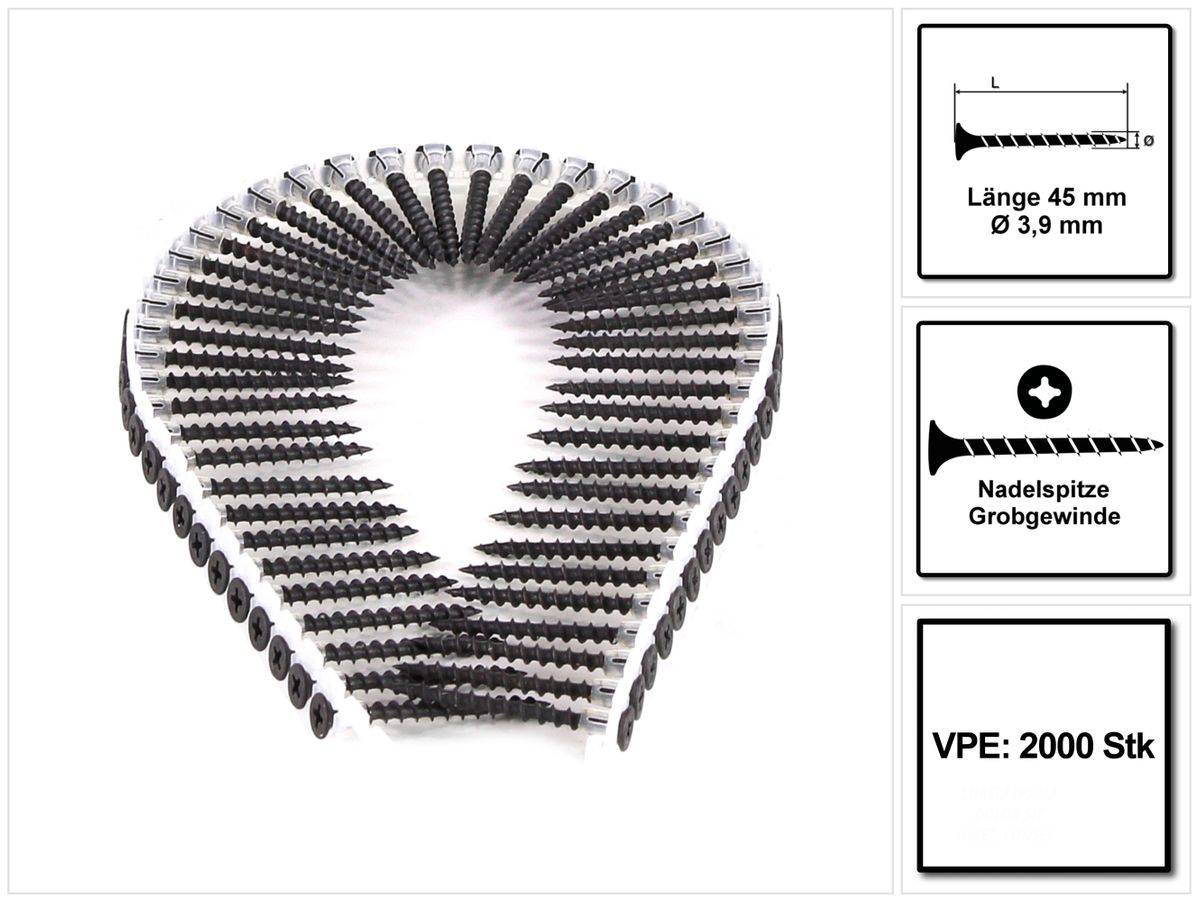 SPAX GIX-B Schnellbauschrauben 3,9 x 45 mm 2000 Stk ( 2x 1891170390456 ) Vollgewinde Trompetenkopf Nadelspitze Kreuzschlitz H2