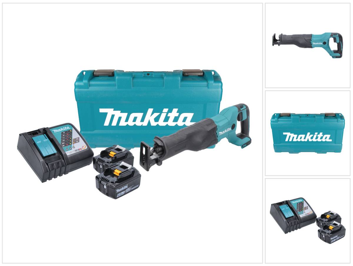 Makita DJR 186 RGK Akku Reciprosäge Säbelsäge 18 V + 2x Akku 6,0 Ah + Ladegerät + Koffer