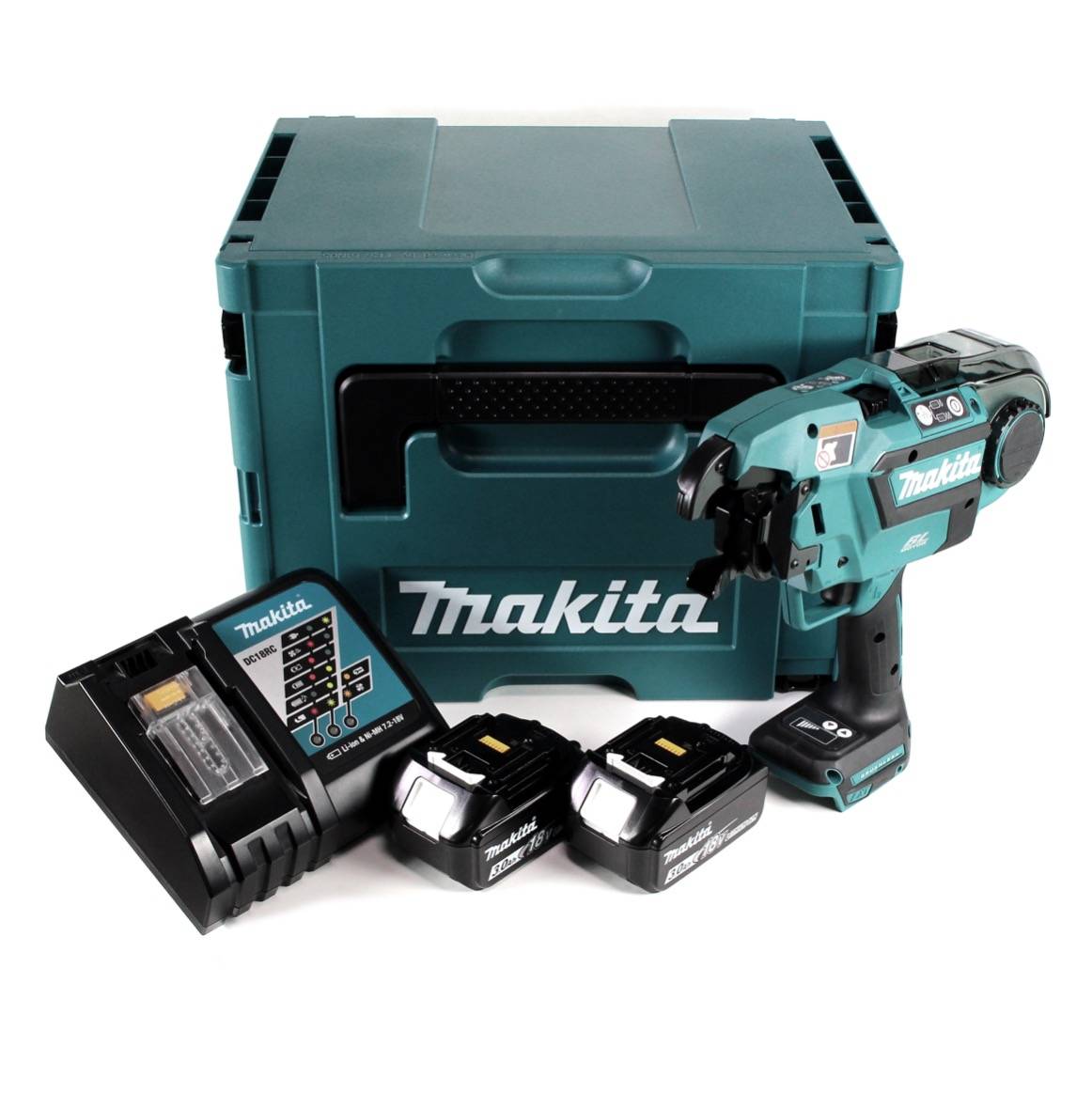 Makita DTR 180 RFJ Akku Bewehrungsverbinder 18V Brushless für 0,8mm Bindedraht im Makpac + 2x 3,0Ah Akku + Ladegerät