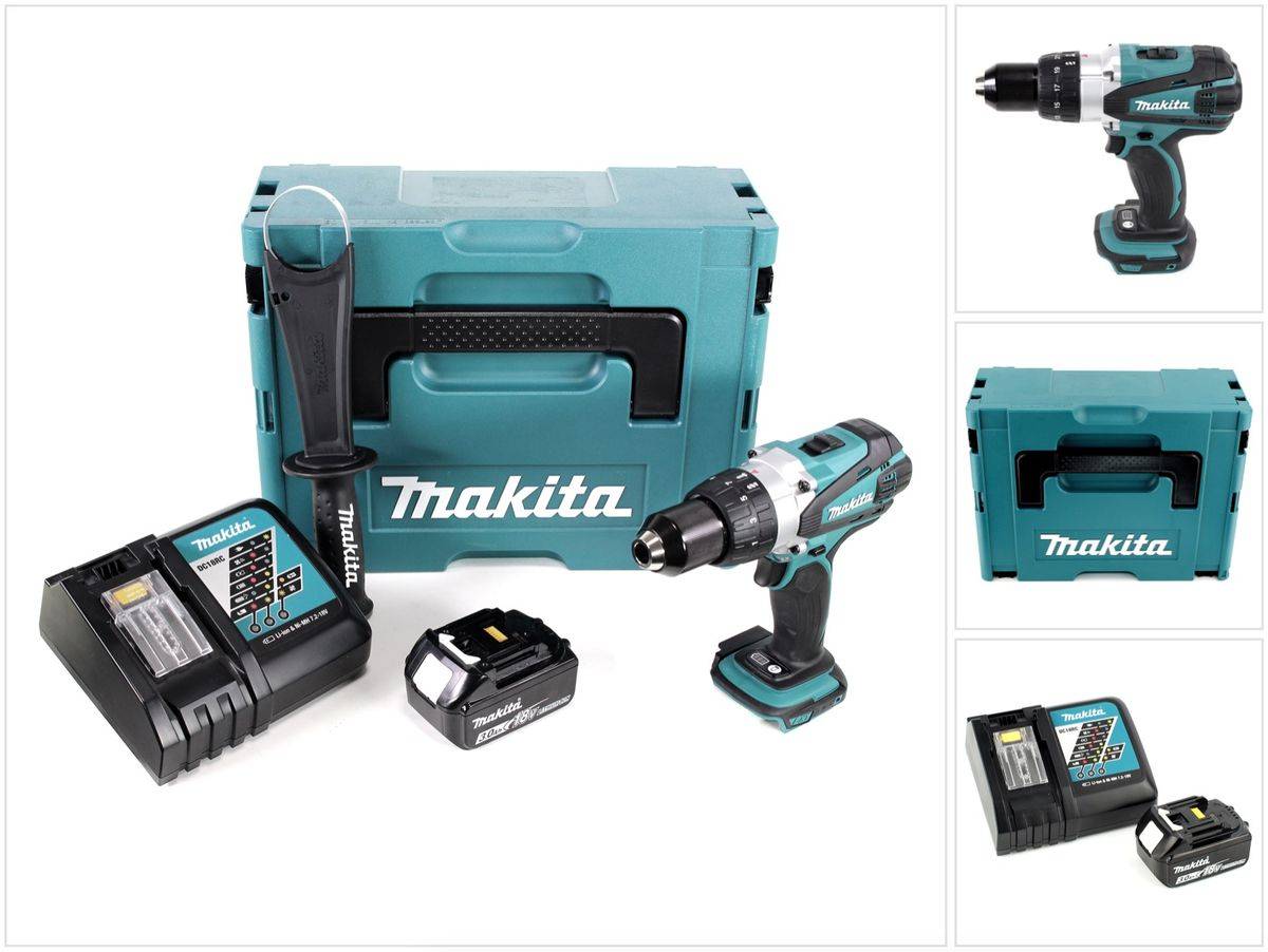 Makita DDF 458 RF1J 18V Akku Bohrschrauber 91 Nm im Makpac mit 1x 3,0 Ah Akku und Ladegerät