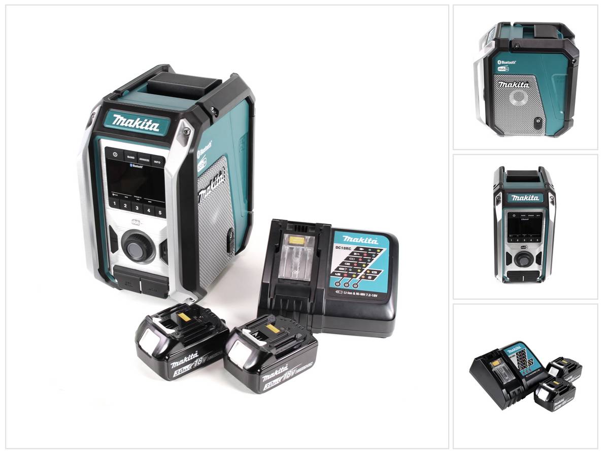 Makita DMR 115 RF Akku Baustellenradio 12V - 18V Bluetooth DAB+ IP65 + 2x Akku 3,0 Ah + Ladegerät