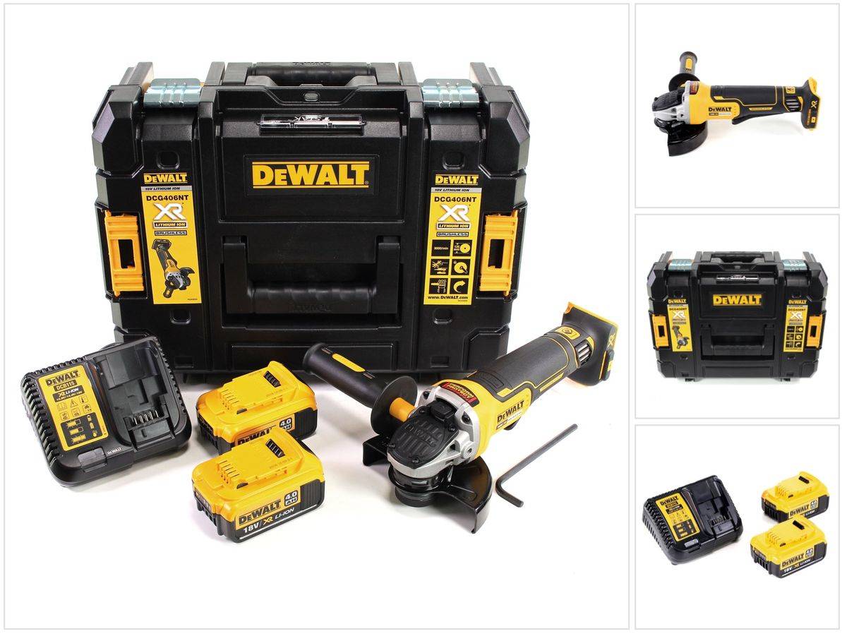 DeWalt DCG 406 M2 Akku Winkelschleifer 18V 125mm Brushless + 2x Akku 4,0Ah + Ladegerät + TSTAK