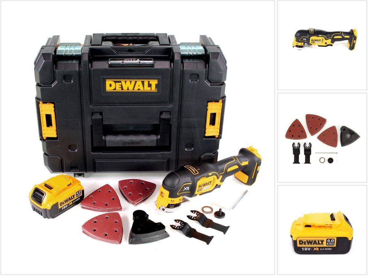 DeWalt DCS 355 NT Akku Oszillierer Multitool 18 V Brushless + 1x Akku 4,0 Ah + TSTAK + 29 tlg. Zubehör - ohne Ladegerät