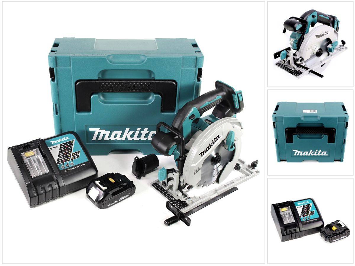 Makita DHS 680 RA1J Akku Handkreissäge 18 V 165 mm Brushless + 1x Akku 2,0 Ah + Ladegerät + Makpac