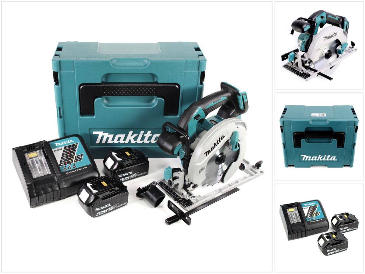 Makita DHS 680 RMJ Akku Handkreissäge 18 V 165 mm Brushless + 2x Akku 4,0 Ah + Ladegerät + Makpac