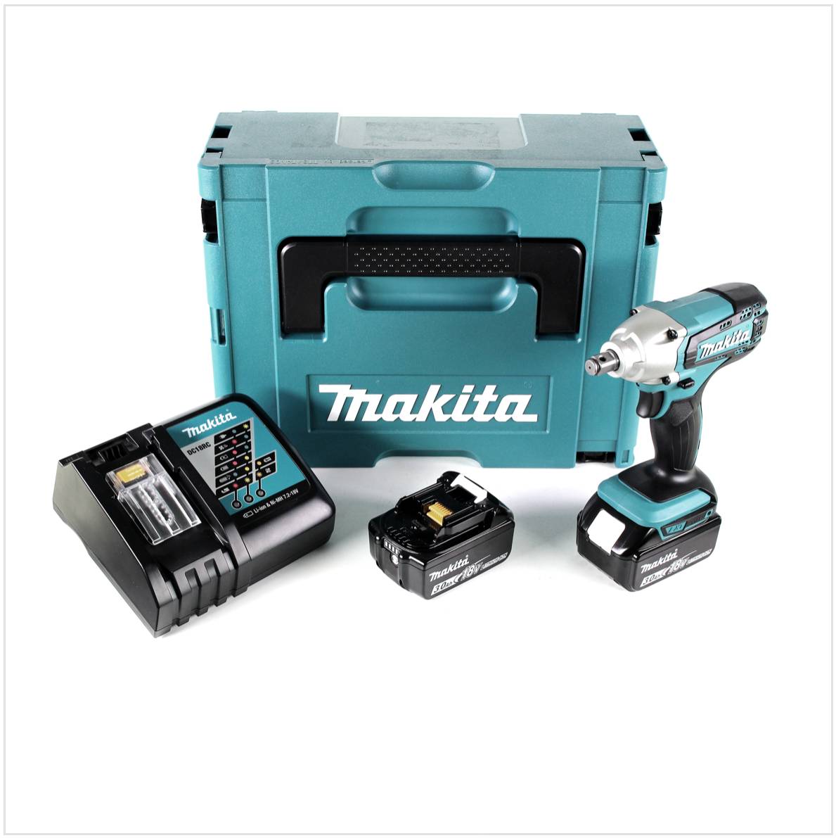 Makita DTW 190 RFJ Akku Schlagschrauber 18V + 2x Akku 3,0Ah + Schnellladegerät + Makpac
