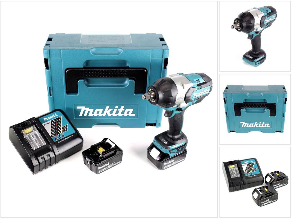 Makita DTW 1002 RFJ Akku Schlagschrauber 1/2“ 18V 1000Nm Brushless + 2x Akku 3,0Ah + Ladegerät + Makpac