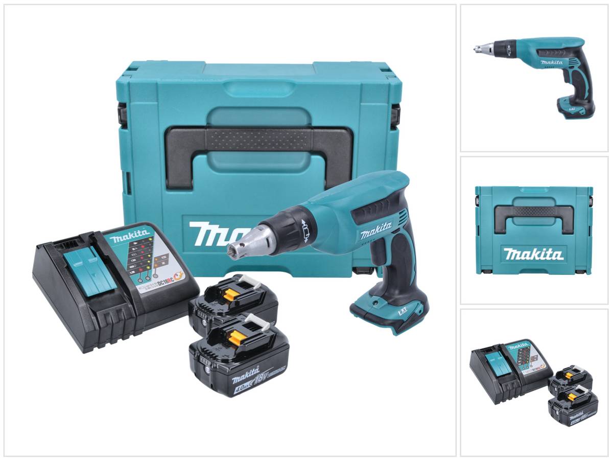 Makita DFS 451 RMJ Akku Schnellbauschrauber 18 V 4000 U/min + 2x Akku 4,0 Ah + Ladegerät + Makpac