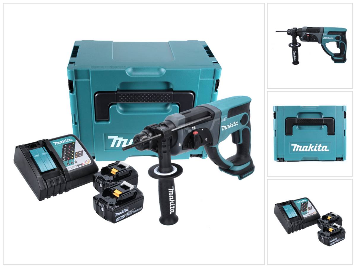 Makita DHR 202 RMJ Akku Kombihammer 18 V 2,0 J SDS Plus + 2x Akku 4,0 Ah + Ladegerät + Makpac